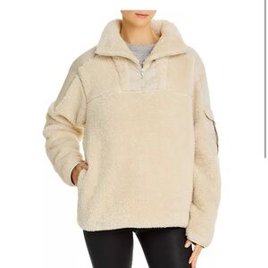Rag & Bone Logan Quarter Zip Sherpa Fleece Pullover in cream Ivory